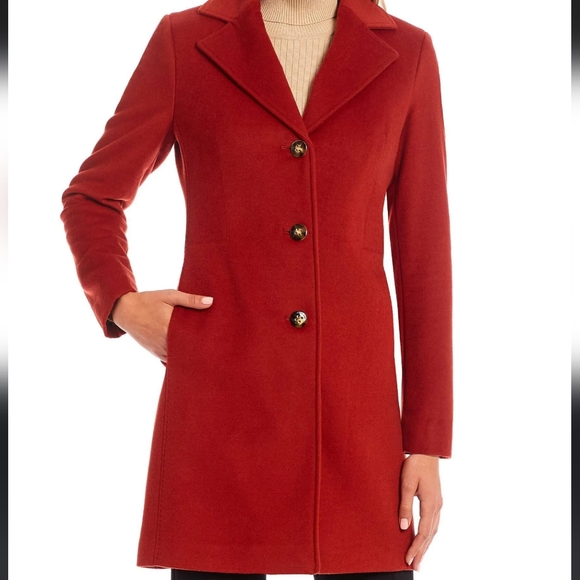 CK CASHMERE Wool Blend Coat NEW Size 8 Red Calvin Klein - Picture 4 of 16